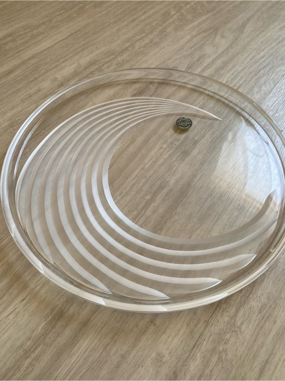 Vintage Lenox Windswept Full Lead Crystal 12” Serving Platter Frosted Swirl